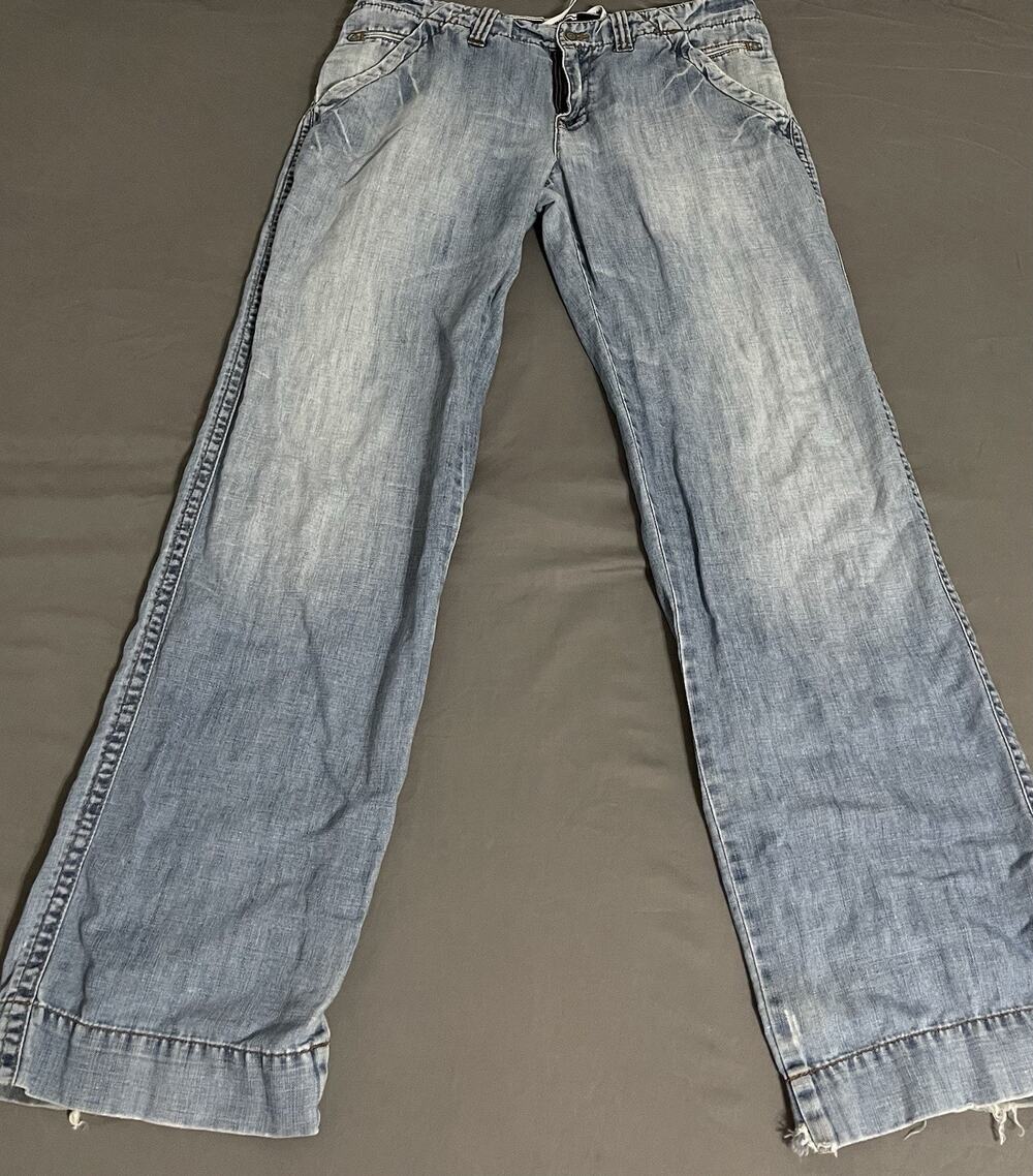 Vintage Y2K Calvin Klein Mainline Wide Leg Trousers 34x34 Cotton Linen Blend
